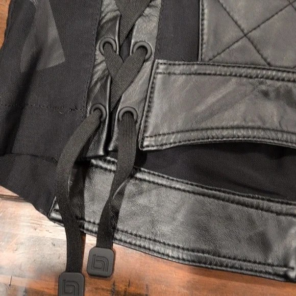 Blanc Noir Quilted Leather Mesh Moto Jacket * Runs Small* - Picture 9 of 12